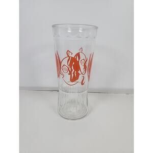 MidCentury Anchor Hocking 12 oz Tumbler Orange Graphics Fish & Hook RETRO